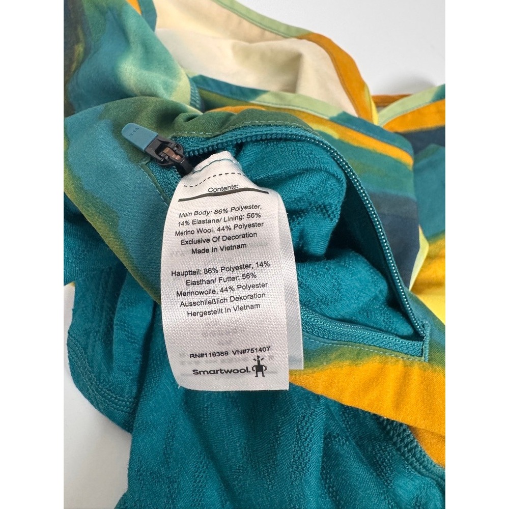 Smartwool Merino Sport Lined Shorts Womens Medium Orange Teal Abstract SW016604 - Picture 6 of 7